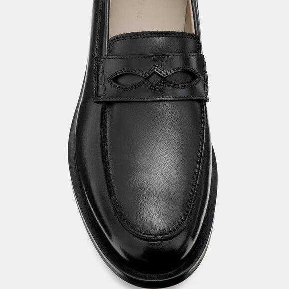 AllSaints Men\'s Harmon Western Leather Loafer Shoes, Black Size 10 main image 6